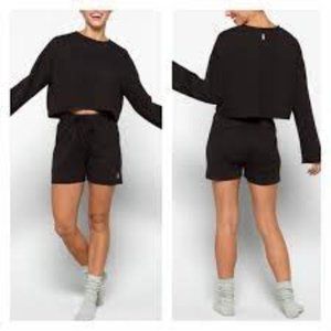 FP Movement by Free People Black Cropped Sweatshirt and Shorts Set